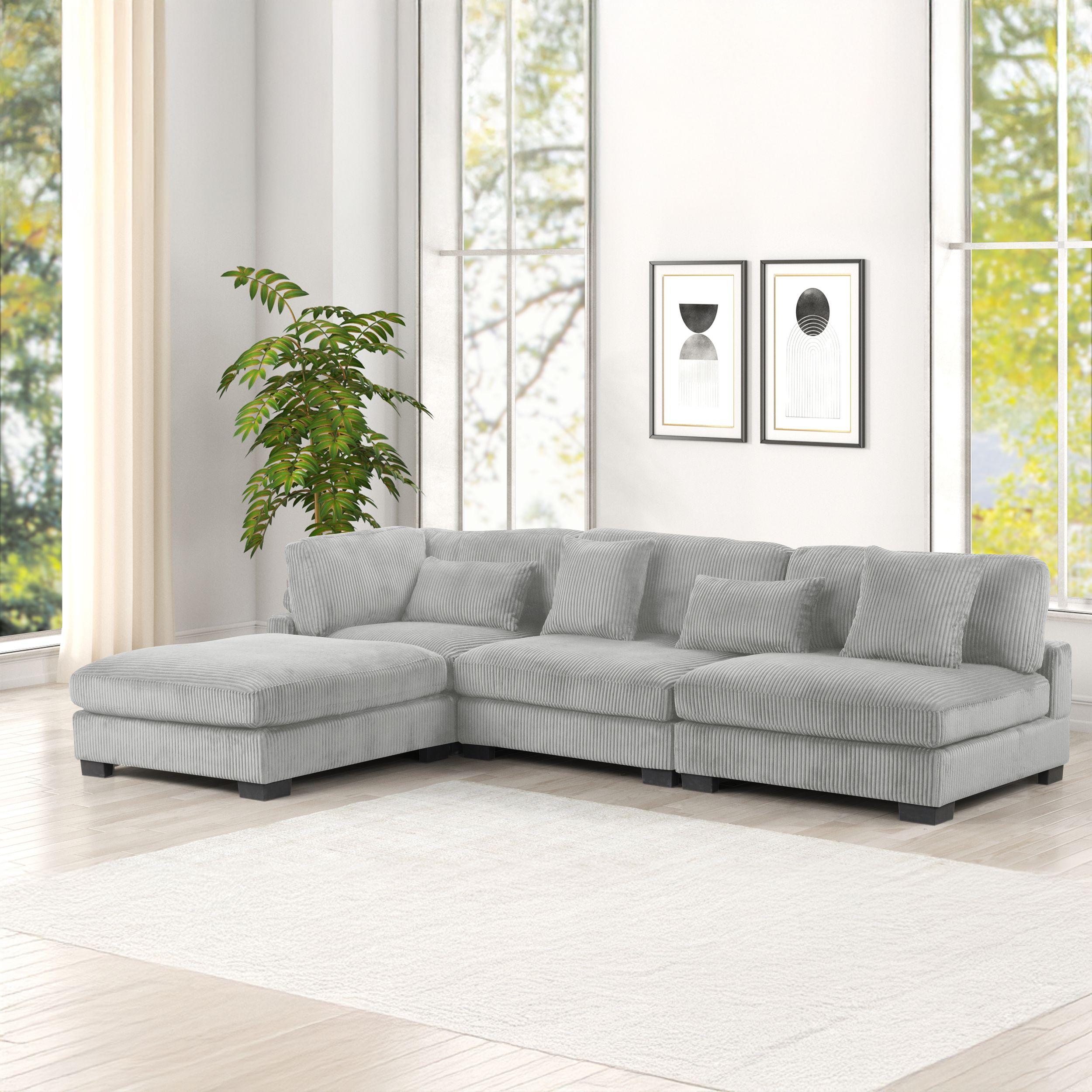 Bentley Corduroy Fabric Customizable Living Room Set
