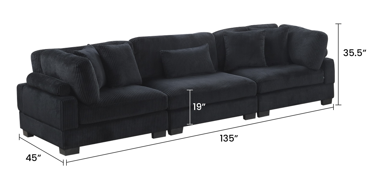 Bentley 6-Piece Corduroy Fabric Living Room Set