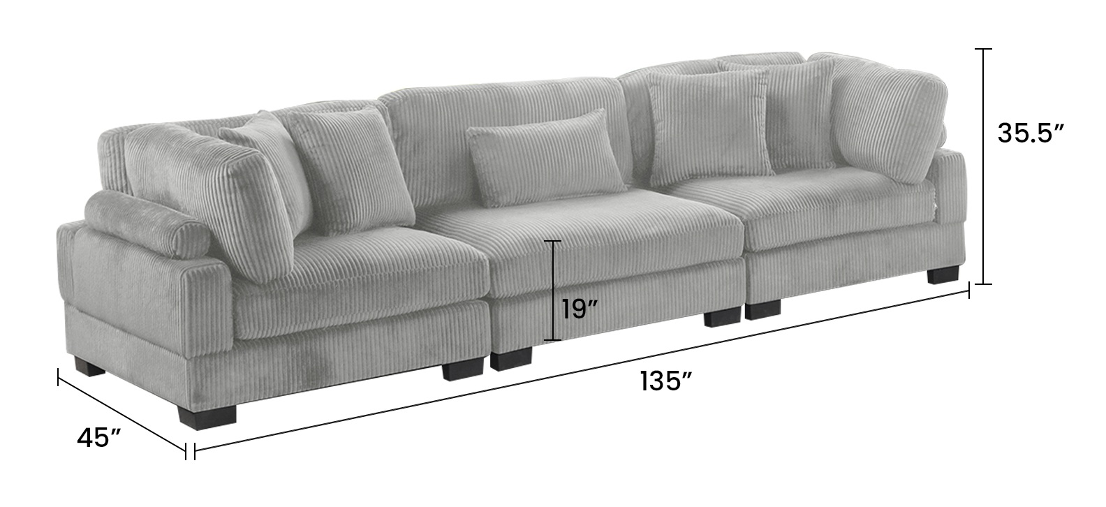 Bentley 6-Piece Corduroy Fabric Living Room Set