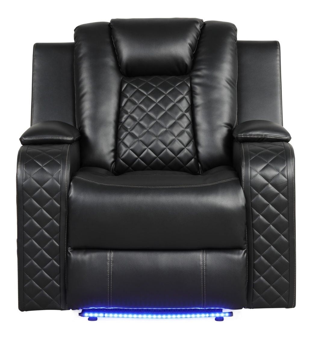 Benz Faux Leather Power Reclining Chair with LED Lighting & USB Charger