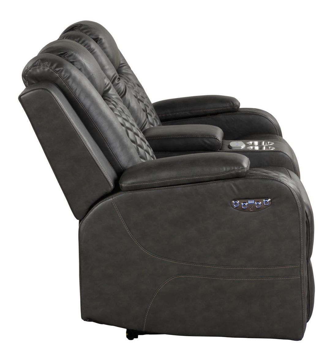 Benz Faux Leather Power Reclining Loveseat with Bluetooth Speaker, LED Lighting & USB Charger