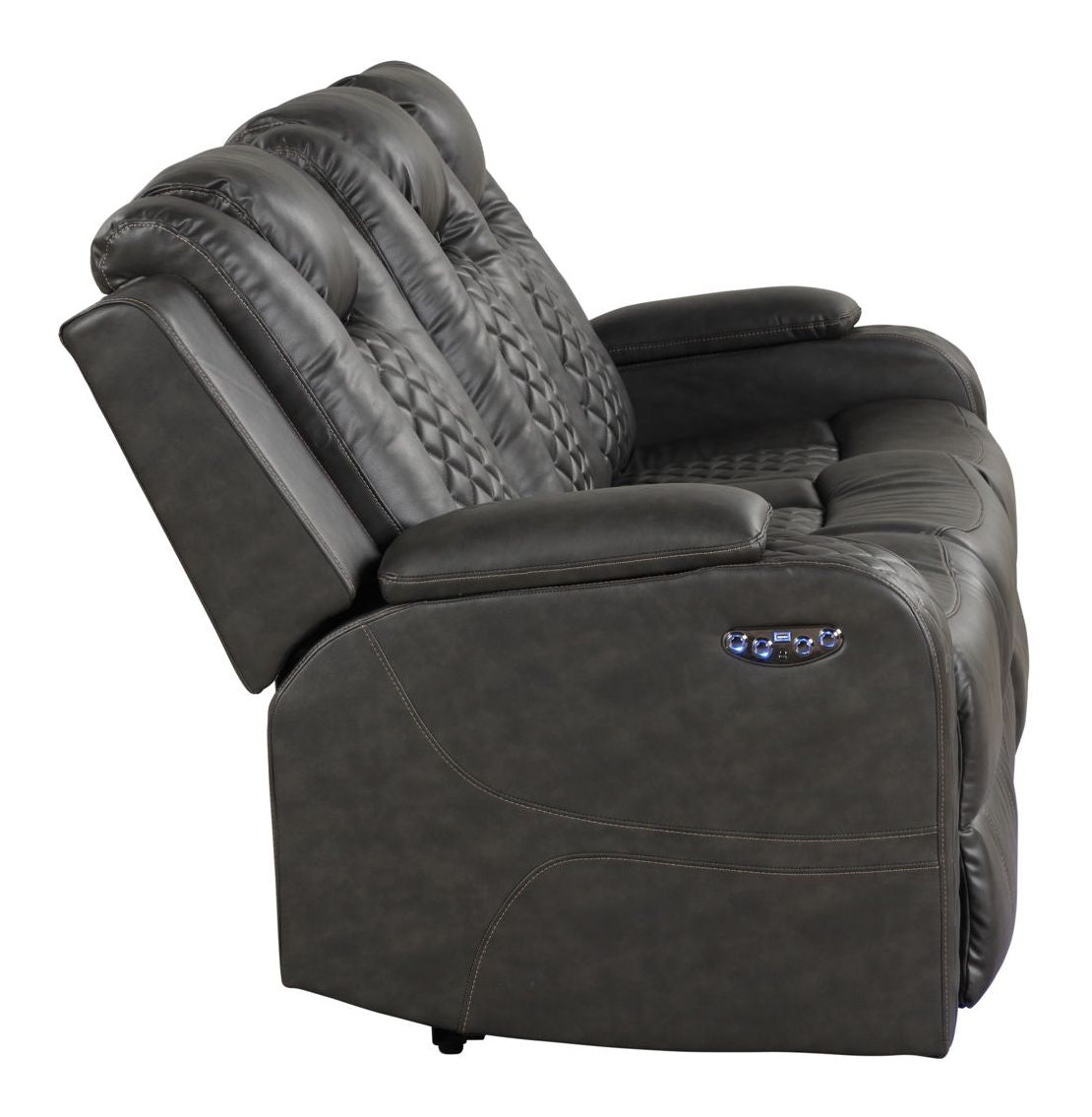 Benz Faux Leather Power Reclining Sofa with LED Lighting & USB Charger