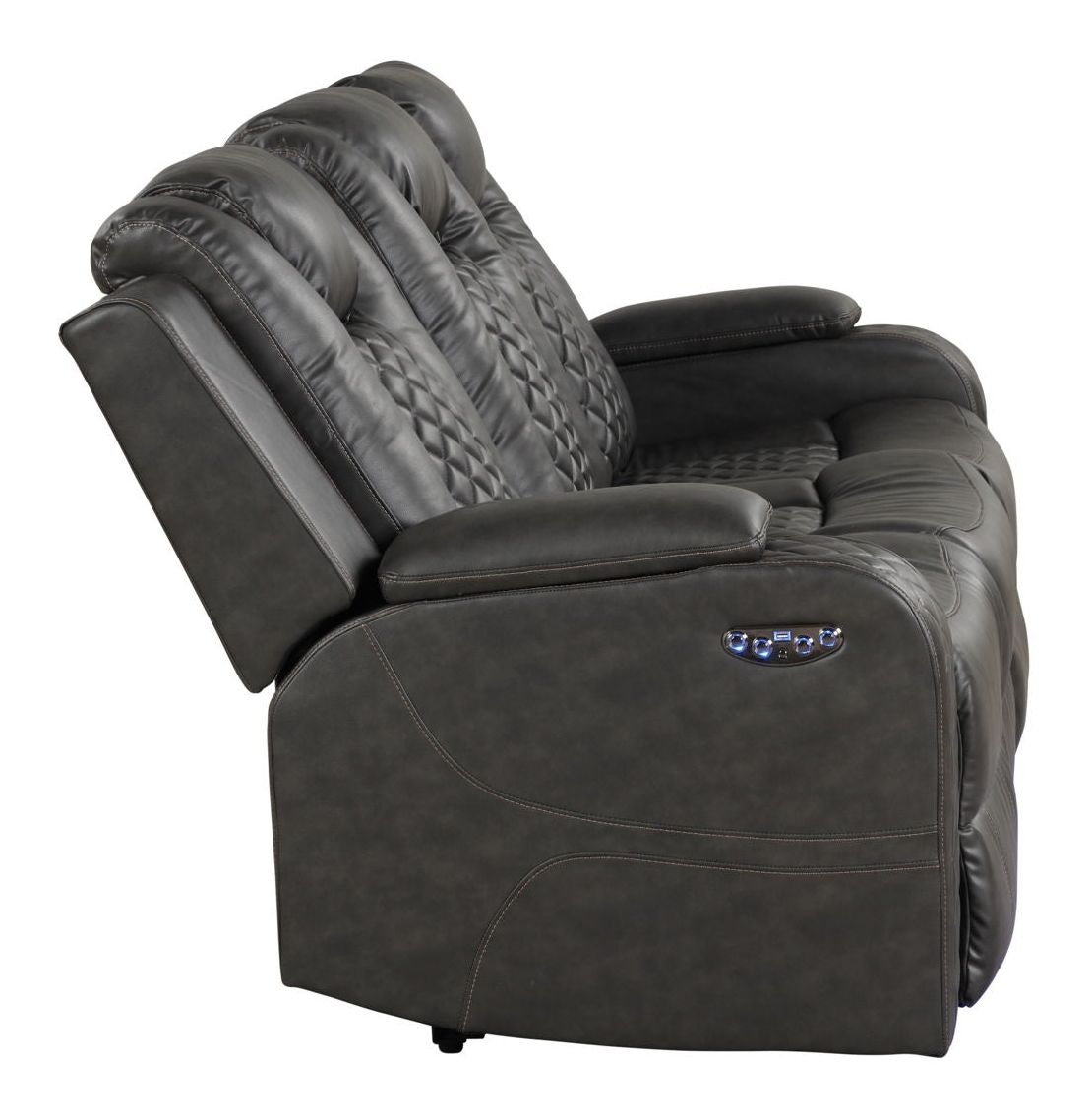 Benz Faux Leather Power Reclining Sofa with LED Lighting & USB Charger