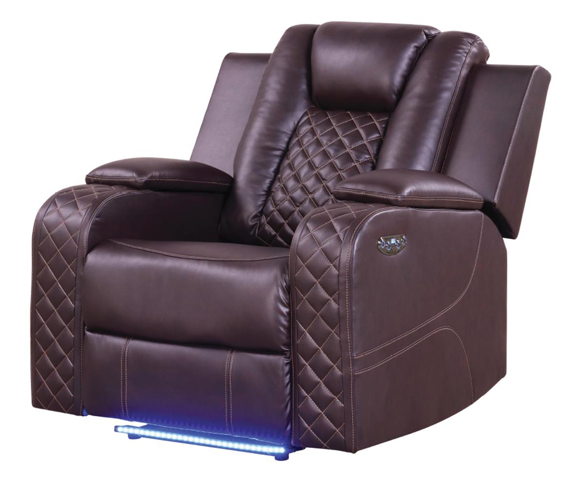 Benz Faux Leather Power Reclining Chair with LED Lighting & USB Charger