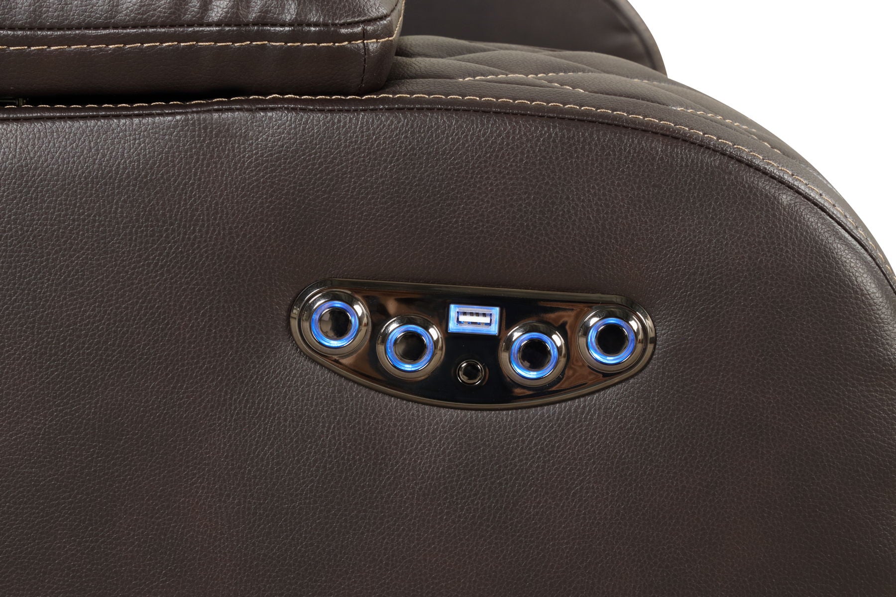 Benz Faux Leather Power Reclining Loveseat with Bluetooth Speaker, LED Lighting & USB Charger