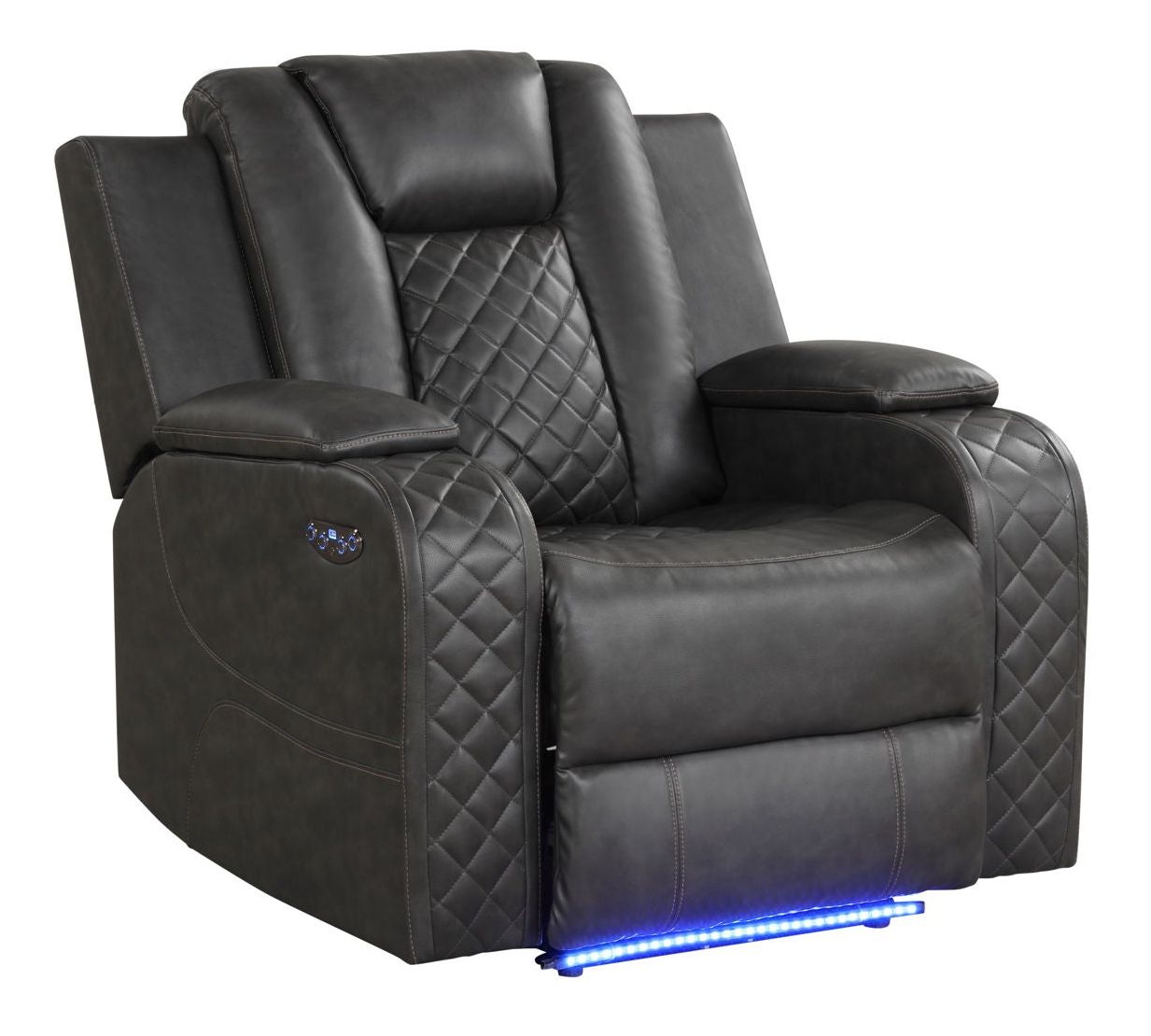 Benz Faux Leather Power Reclining Chair with LED Lighting & USB Charger