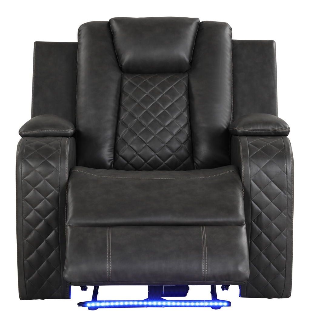 Benz Faux Leather Power Reclining Chair with LED Lighting & USB Charger