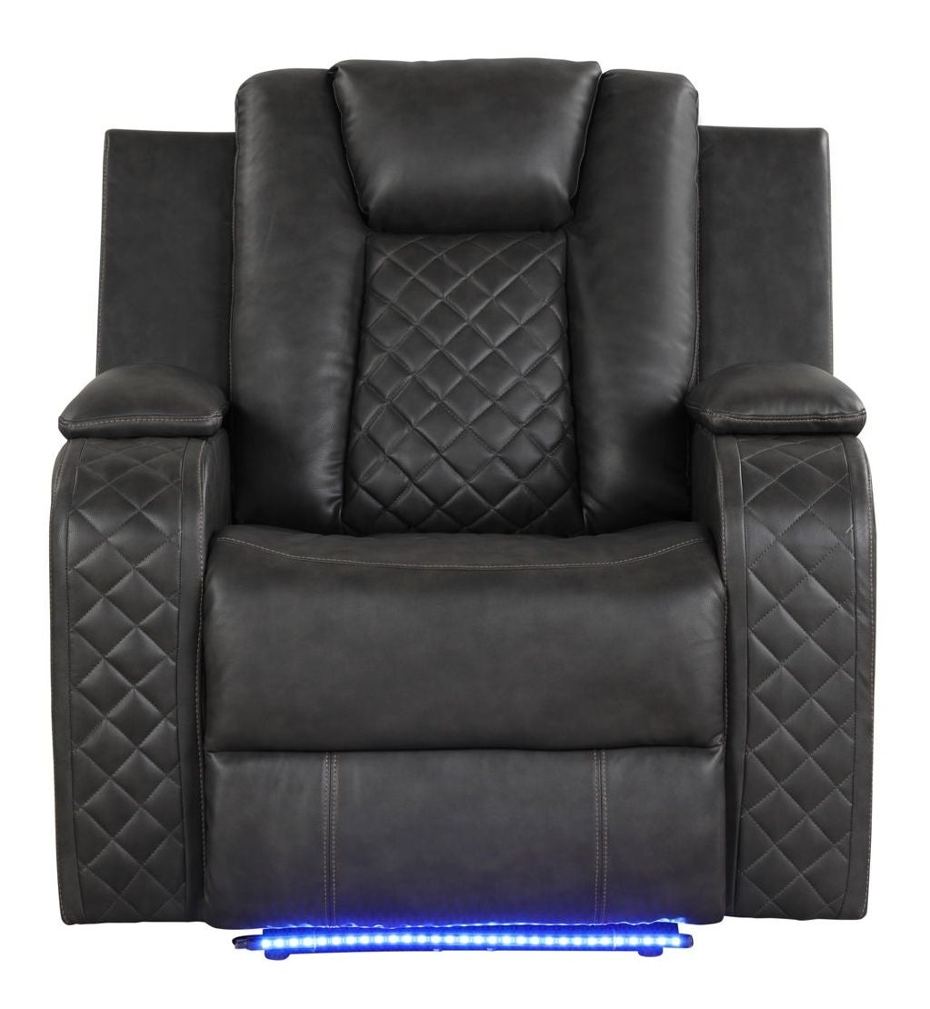 Benz Faux Leather Power Reclining Chair with LED Lighting & USB Charger