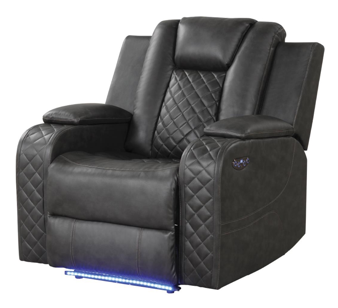 Benz Faux Leather Power Reclining Chair with LED Lighting & USB Charger
