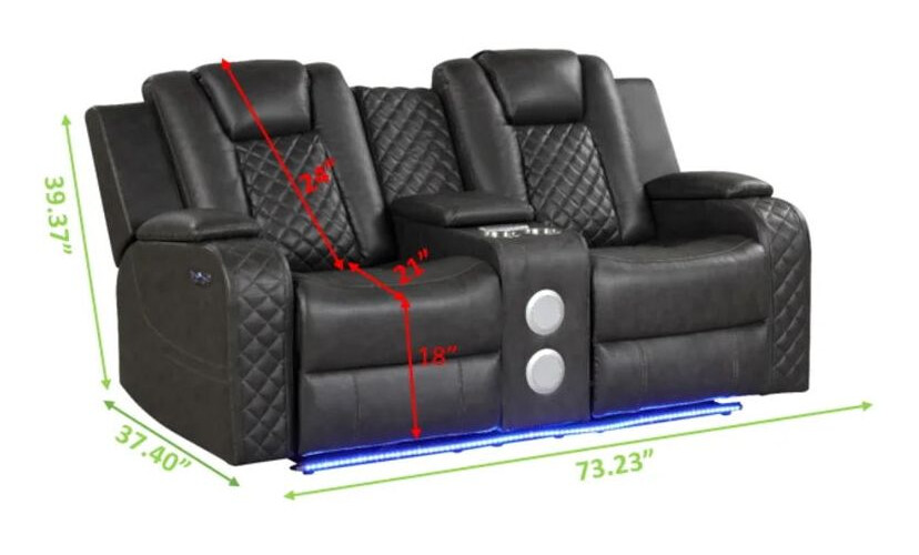 Miekor Furniture LED & Power Reclining Loveseat Made