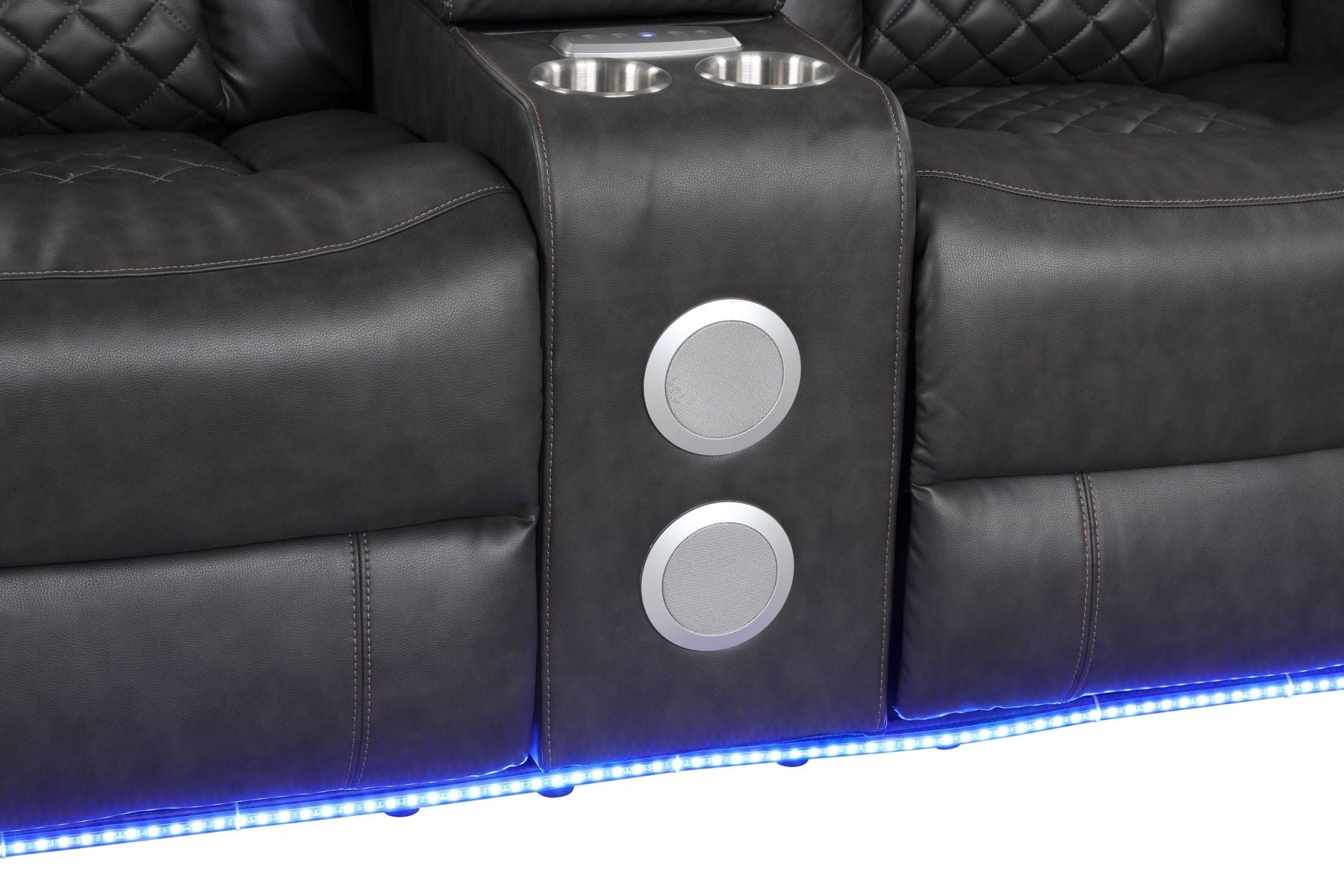 Benz Faux Leather Power Reclining Loveseat with Bluetooth Speaker, LED Lighting & USB Charger