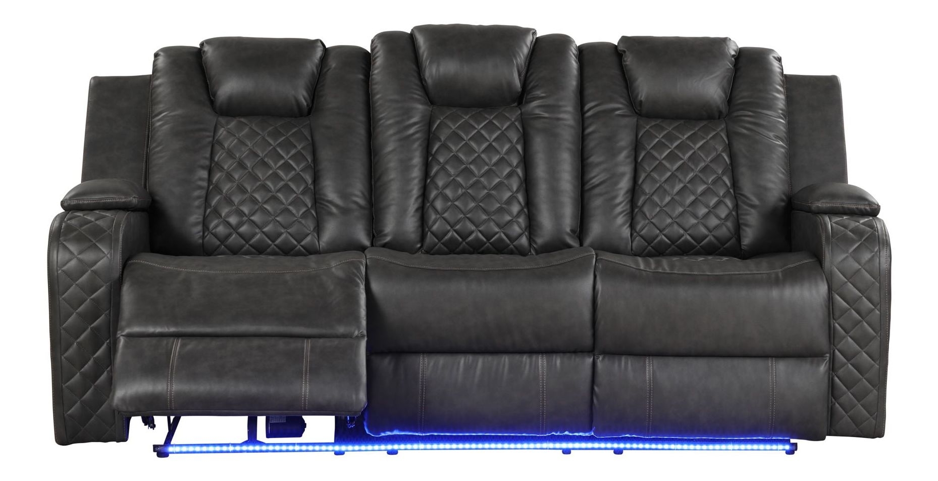 Benz Faux Leather Power Reclining Sofa with LED Lighting & USB Charger