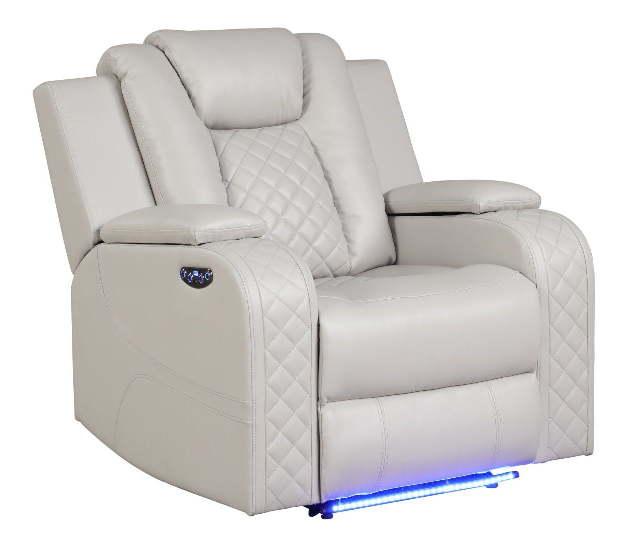 Benz Faux Leather Power Reclining Chair with LED Lighting & USB Charger - Thumbnail 2