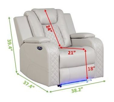 Benz Faux Leather Power Reclining Chair with LED Lighting & USB Charger