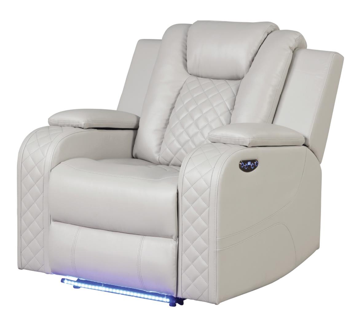 Benz Faux Leather Power Reclining Chair with LED Lighting & USB Charger