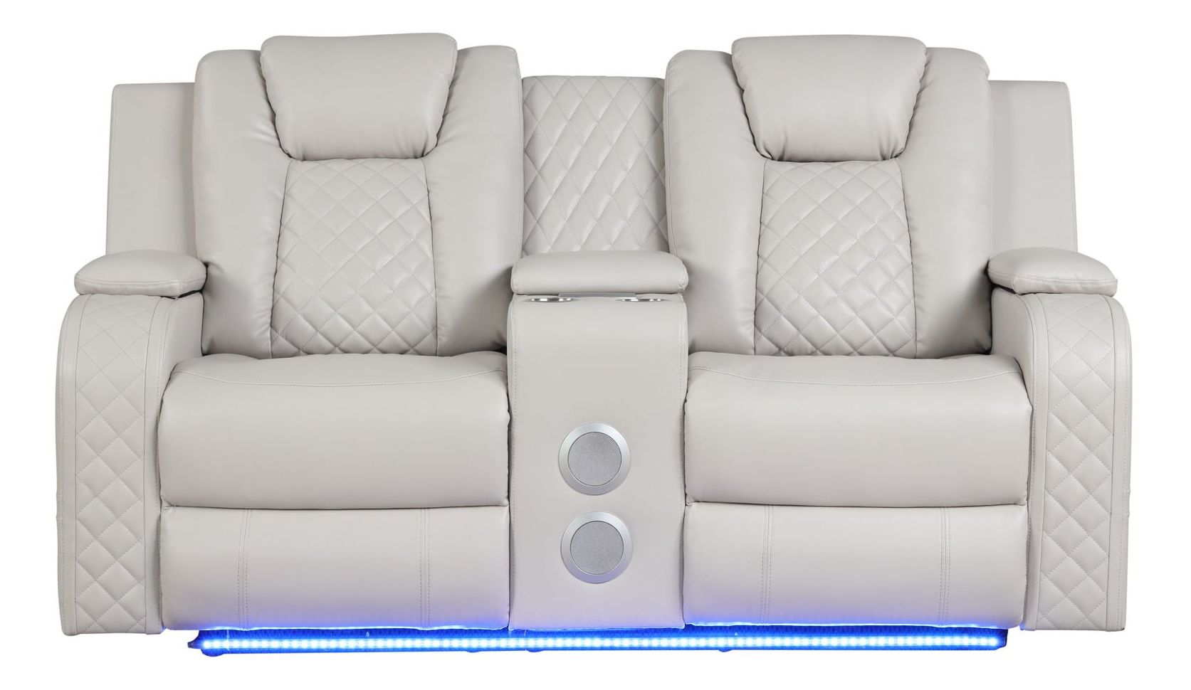 Benz Faux Leather Power Reclining Loveseat with Bluetooth Speaker, LED Lighting & USB Charger