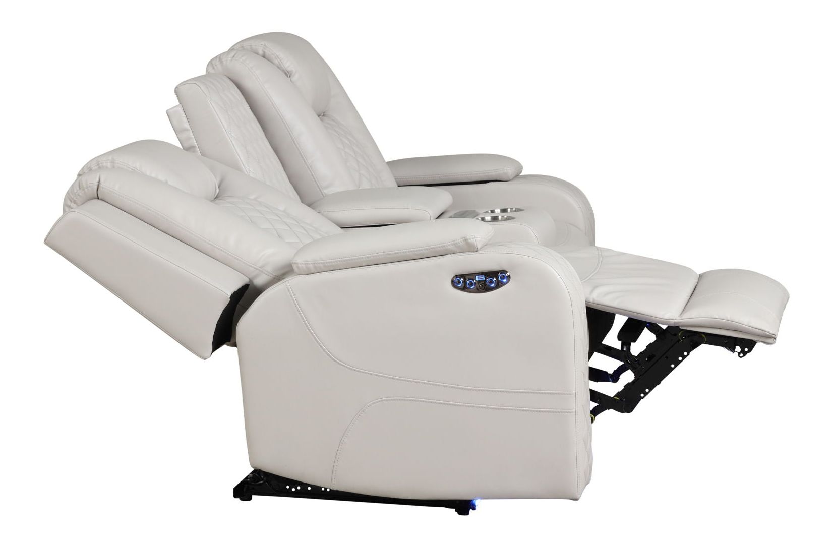 Benz Faux Leather Power Reclining Loveseat with Bluetooth Speaker, LED Lighting & USB Charger
