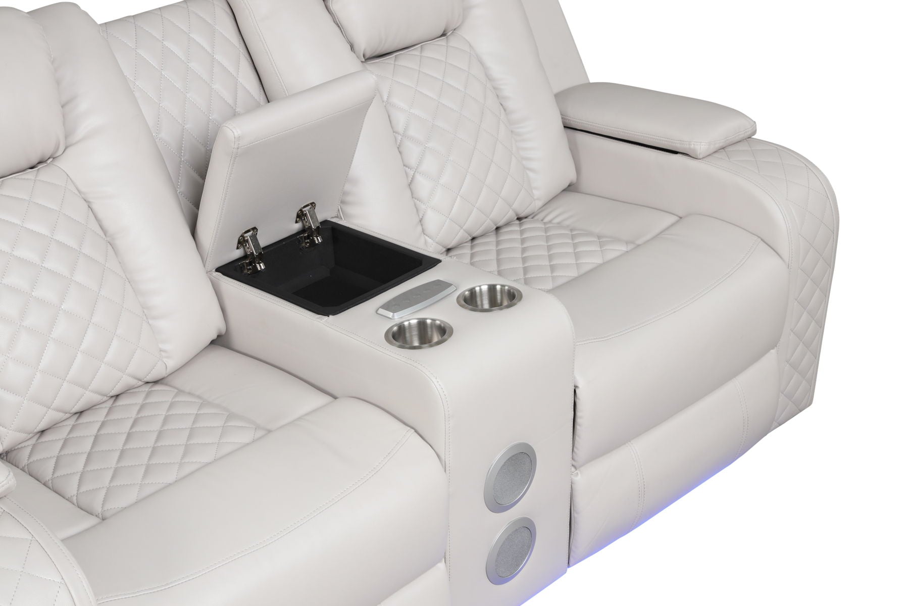 Benz Faux Leather Power Reclining Loveseat with Bluetooth Speaker, LED Lighting & USB Charger