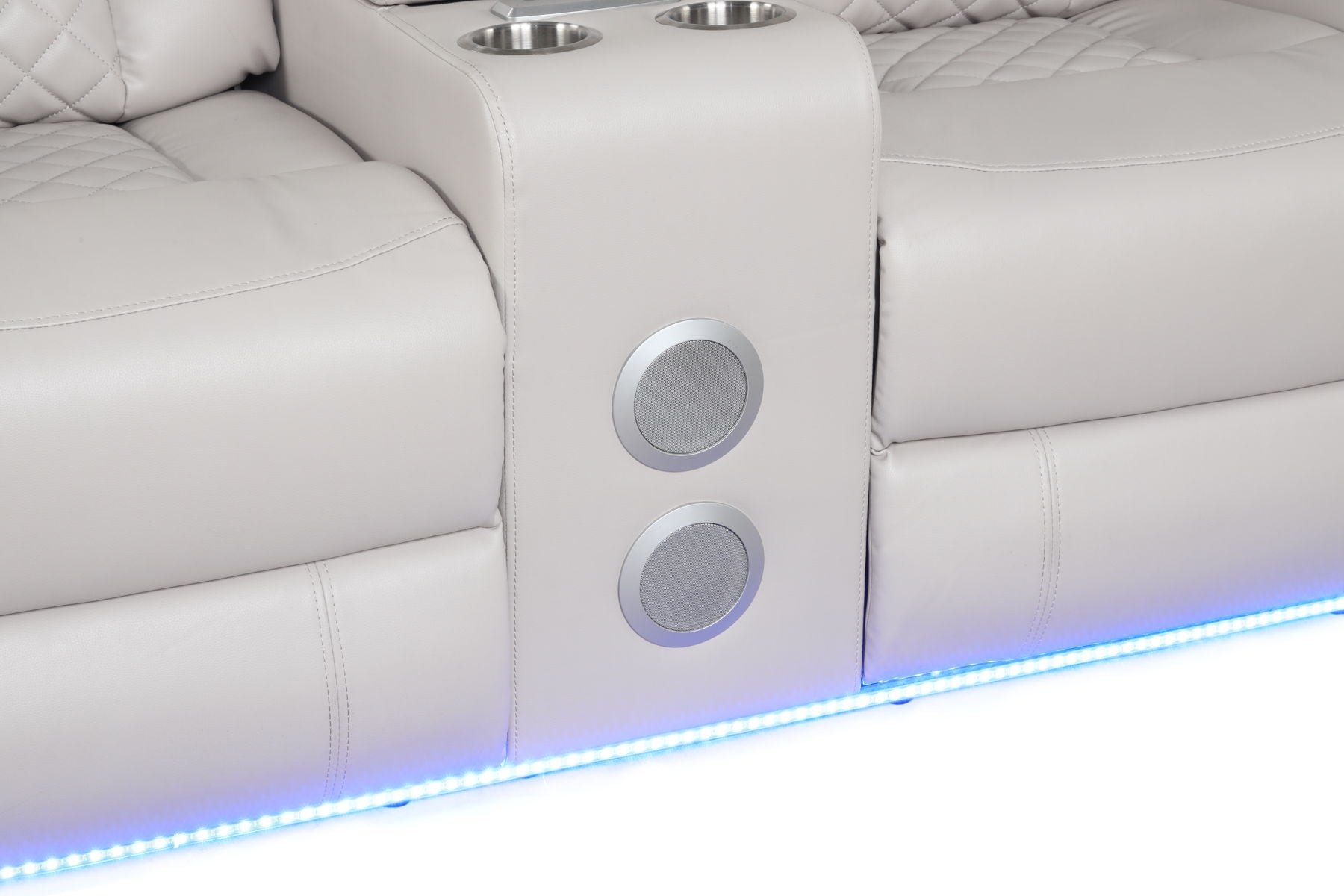 Benz Faux Leather Power Reclining Loveseat with Bluetooth Speaker, LED Lighting & USB Charger