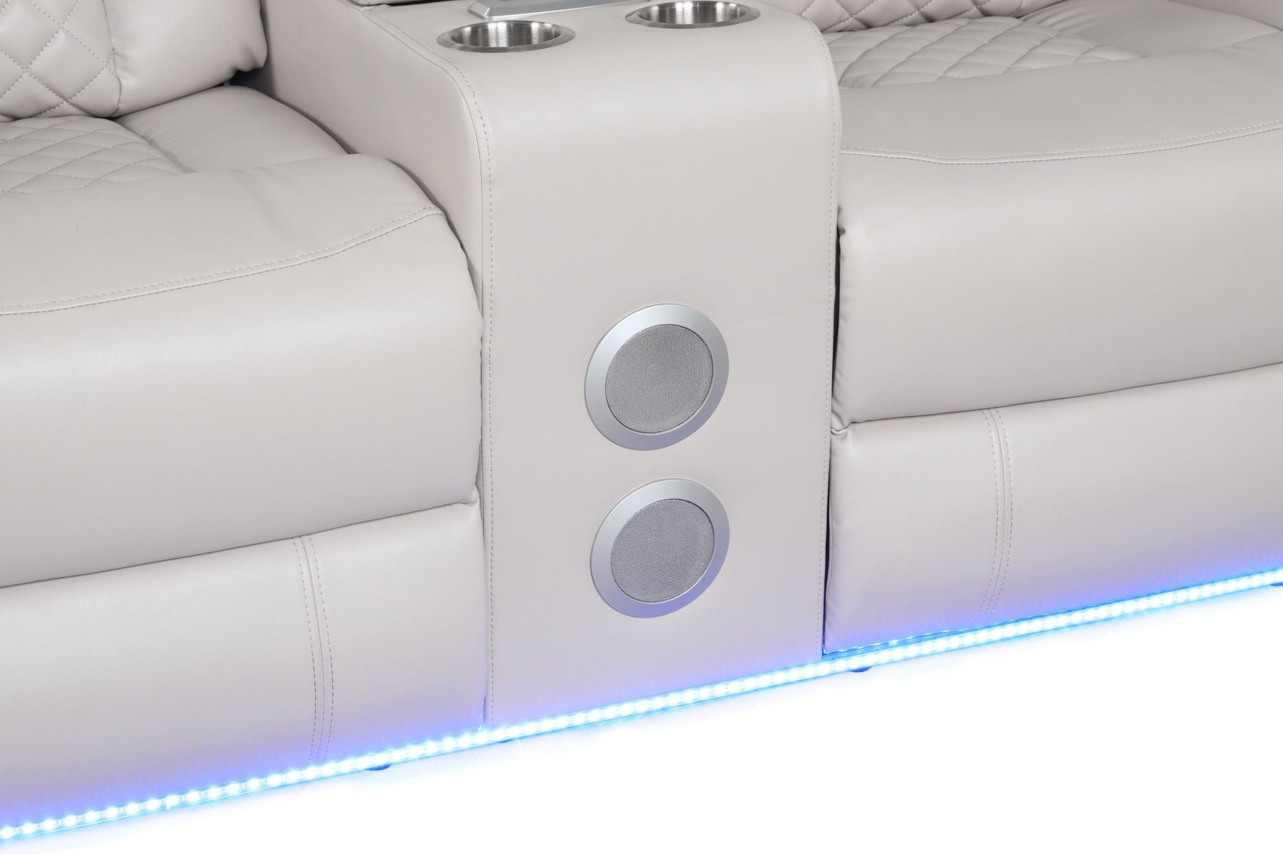 Benz Faux Leather Power Reclining Loveseat with Bluetooth Speaker, LED Lighting & USB Charger