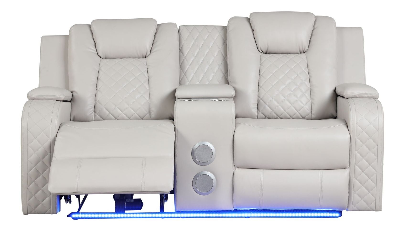 Benz Faux Leather Power Reclining Loveseat with Bluetooth Speaker, LED Lighting & USB Charger