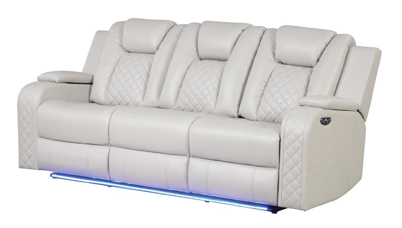 Benz Faux Leather Power Reclining Sofa with LED Lighting & USB Charger