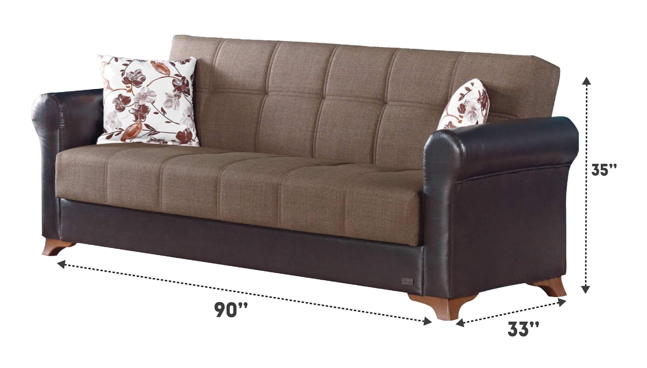 Bergen Fabric/Leatherette Storage Sleeper Living Room Set