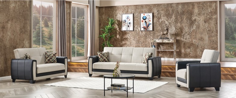 Berlin Polyester Convertible Storage Loveseat