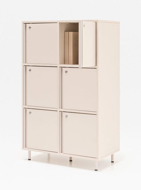 Locker Plus Office Double Storage Cabinet w/6 Lockable Doors