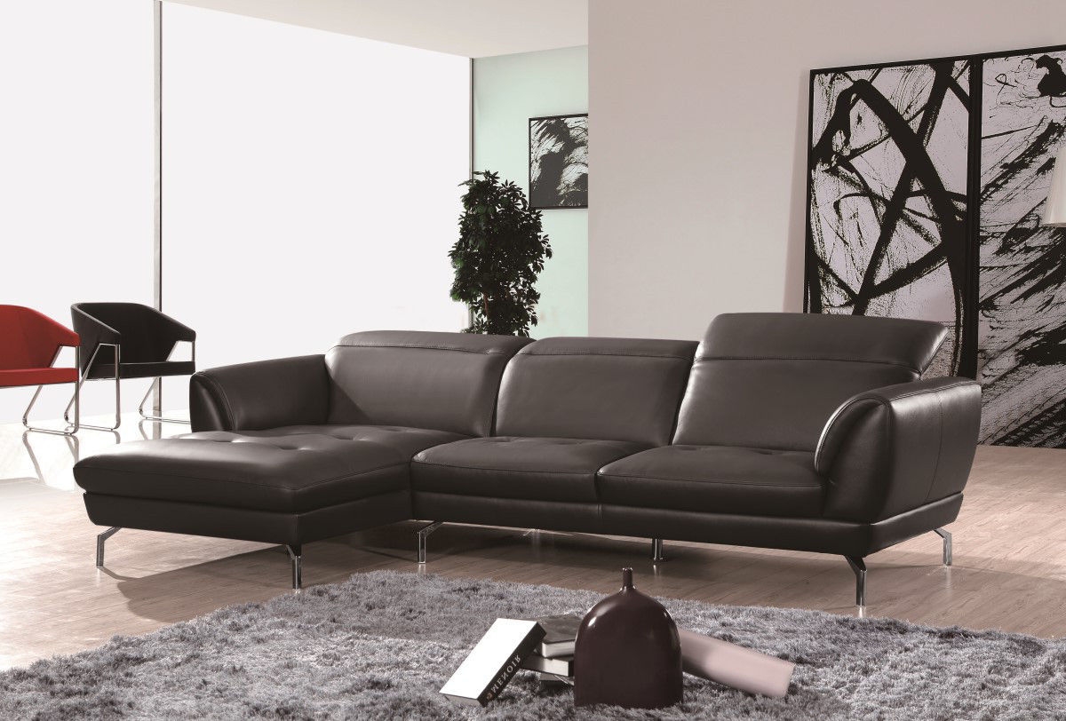Orchard Black Top Grain Leather Sectional 