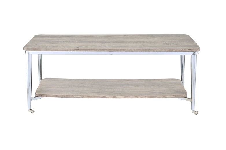 Lukey Wood Rectangular Coffee Table w/Casters