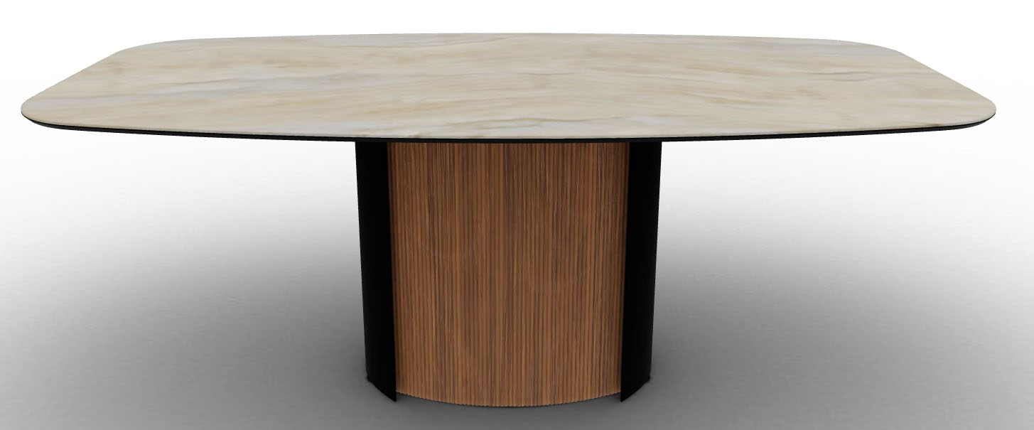 Yoroi W78.7-inch Ceramic/Metal/Wood Customizable Elliptical Dining Table