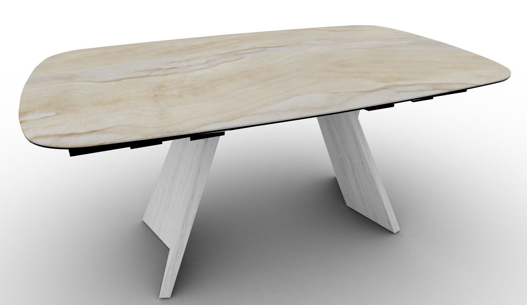 Icaro W64.9"-79.9"-94.8" Ceramic/Wood Customizable Extendable Elliptical Dining Table