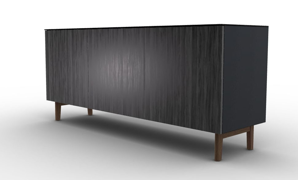 Universal Ceramic/Wood/Glass Customizable Sideboard w/3 Doors & Wooden Feet