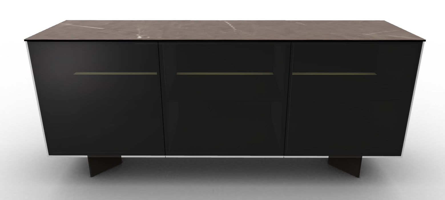 Universal Ceramic/Wood Customizable Sideboard w/3 Glass Doors & Metal Frame