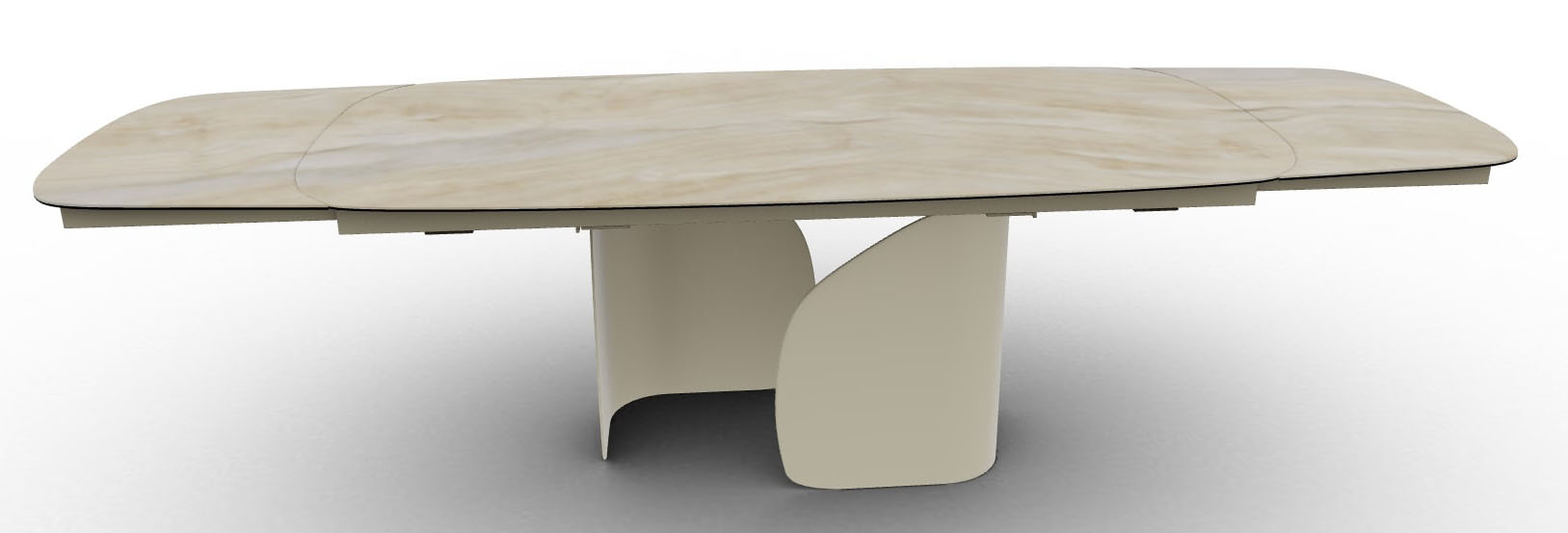 Twins W78.7"-97.6"-116.5" Ceramic/Metal Customizable Extendable Elliptical Dining Table