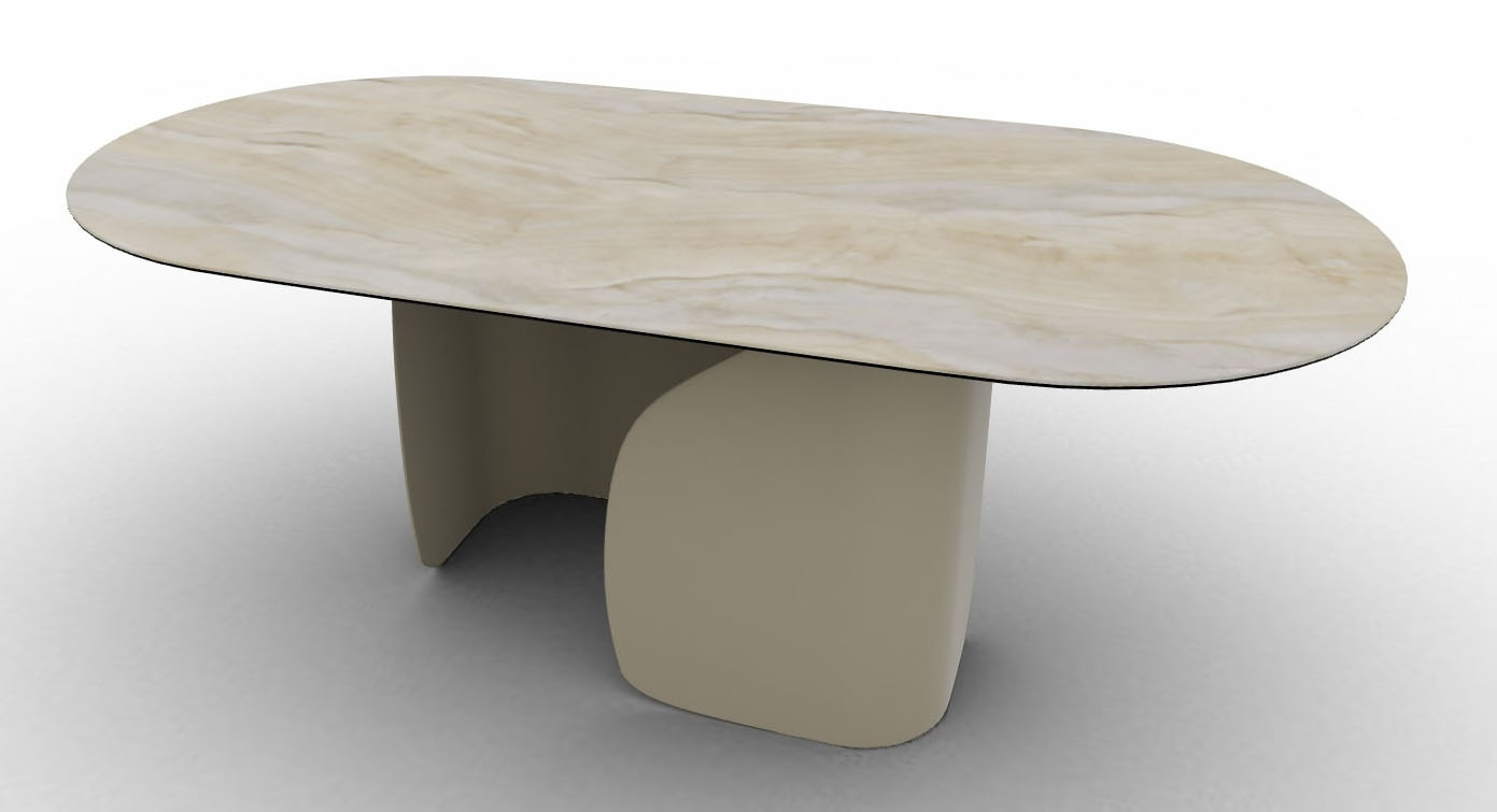 Twins W78.7-inch Ceramic/Metal Customizable Oval Dining Table