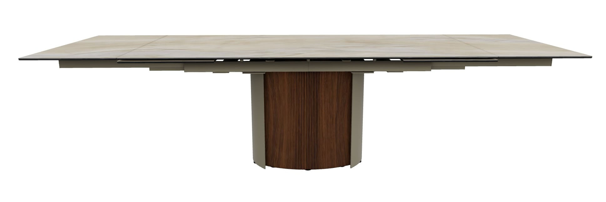 Yoroi W78.7"-98.4"-118.1" Ceramic/Metal/Wood Customizable Extendable Rectangular Dining Table
