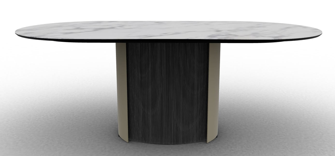 Yoroi W78.7-inch Ceramic/Metal/Wood Customizable Oval Dining Table