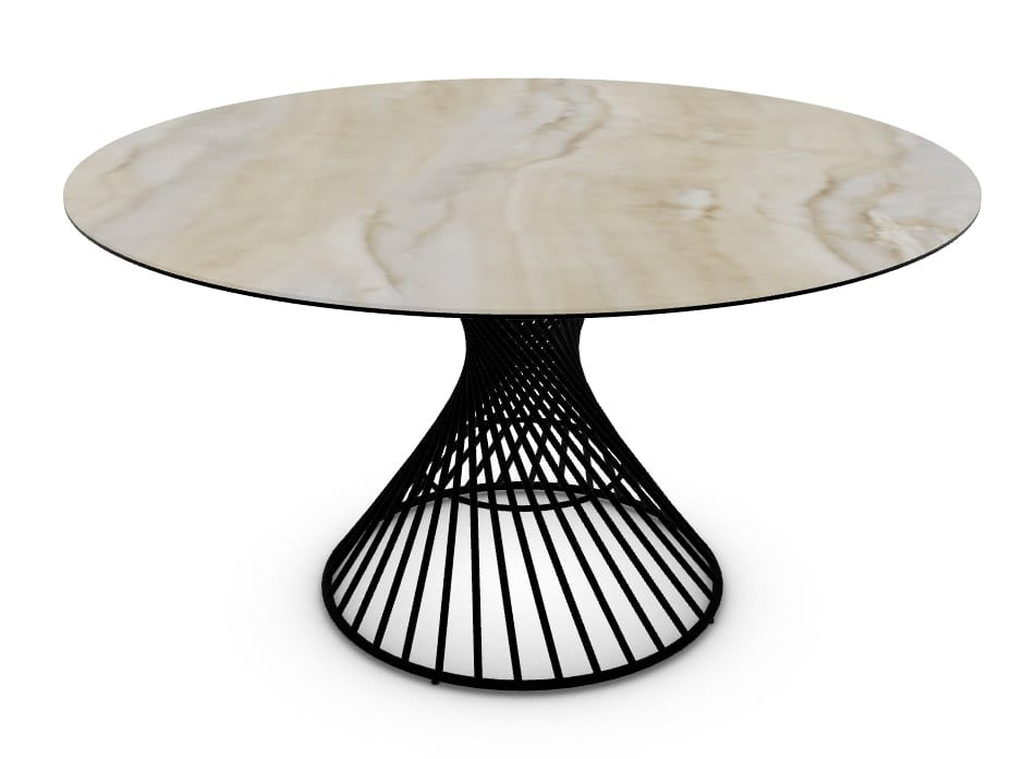 Vortex W55.1-inch Ceramic/Metal Customizable Round Dining Table