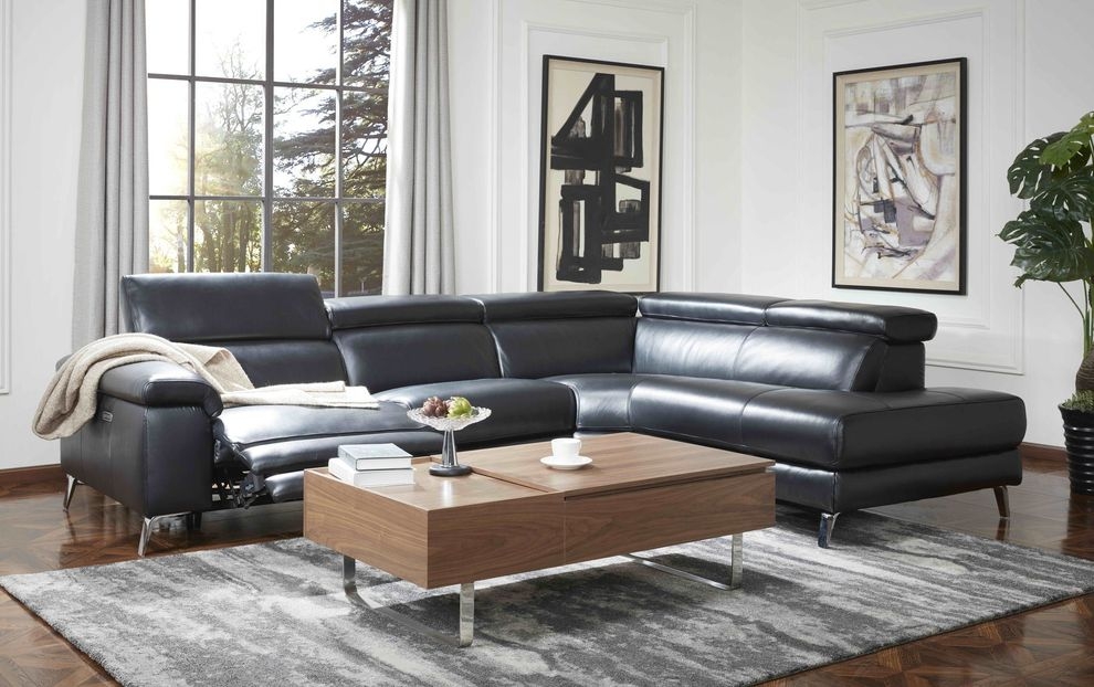 Axel Top Grain Leather Match Sectional w/Recliner