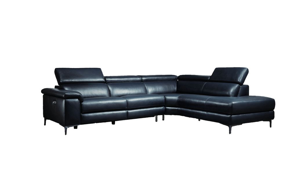 Axel Top Grain Leather Match Sectional w/Recliner