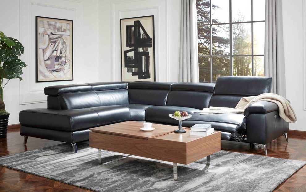 Axel Top Grain Leather Match Sectional w/Recliner