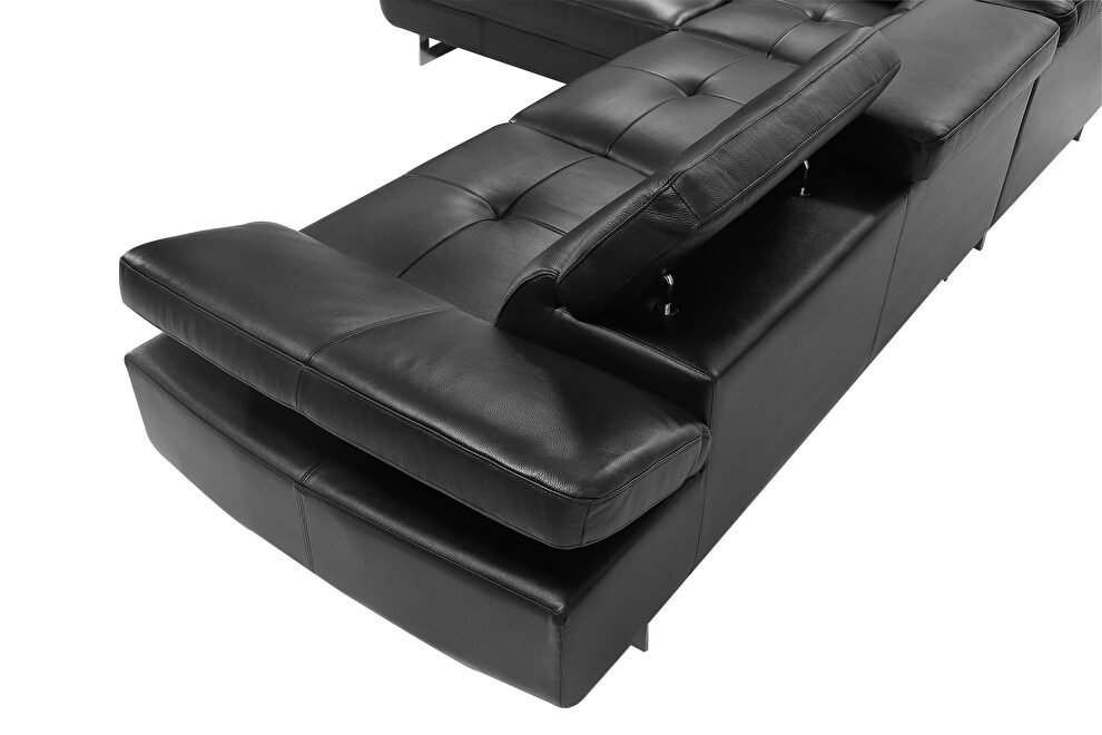 Barts Leatherette Sectional w/Motion Headrests, Left Arm Chaise Facing