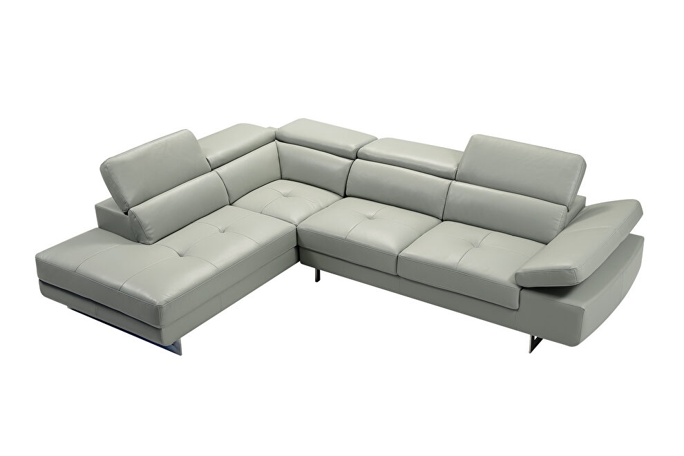 Picone Light Grey Leather Sectional Sofa