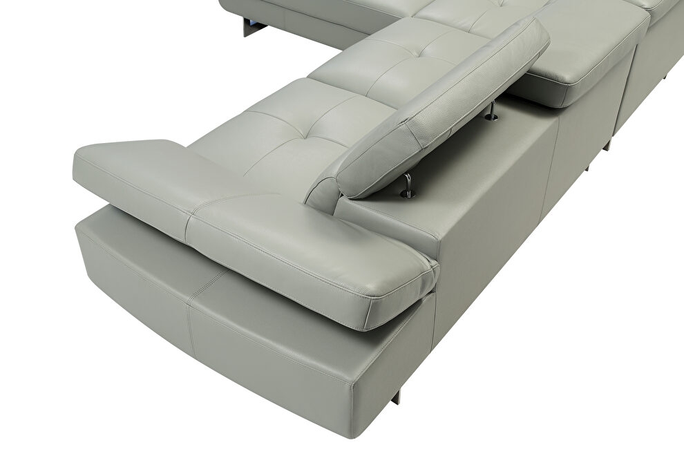 Barts Sectional Sofa Light Grey Bonded Leather