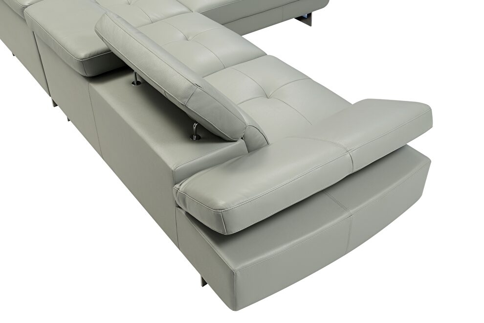 Barts Sectional Sofa Light Grey Bonded Leather