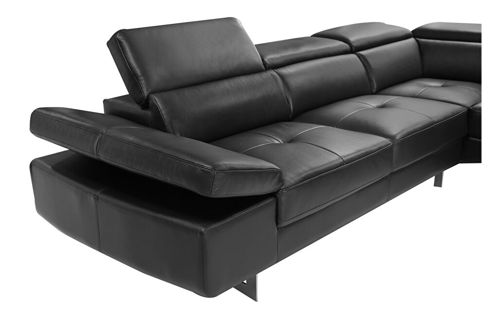 Barts Leatherette Sectional w/Motion Headrests, Right Arm Chaise Facing