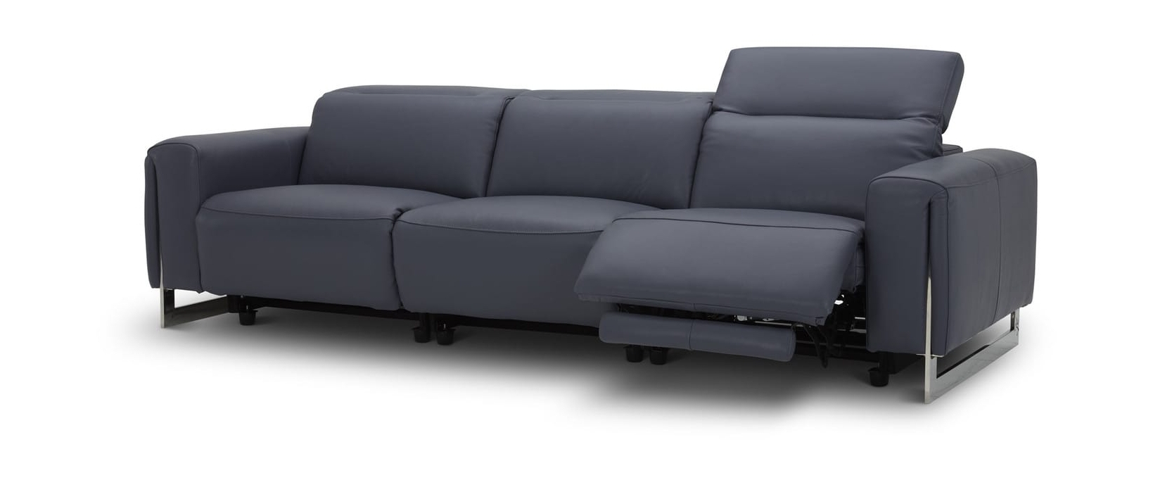 Hudson Leather Extended Sofa w/3 Power Recliners & Power Headrests