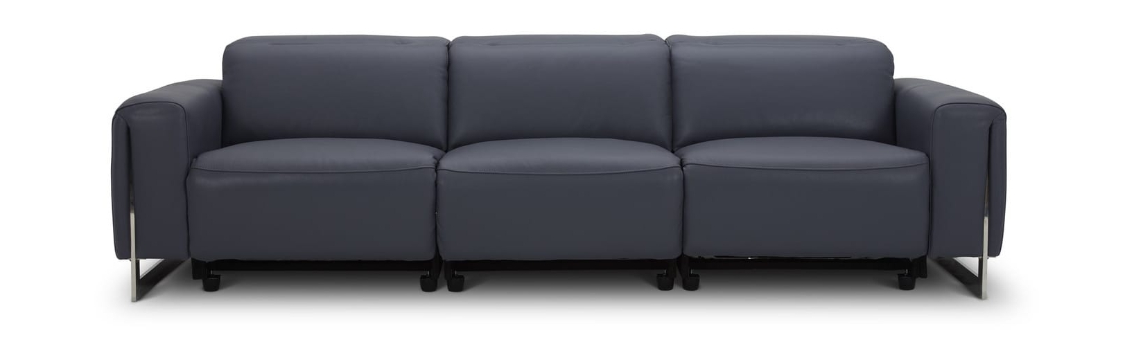 Hudson Leather Extended Sofa w/3 Power Recliners & Power Headrests